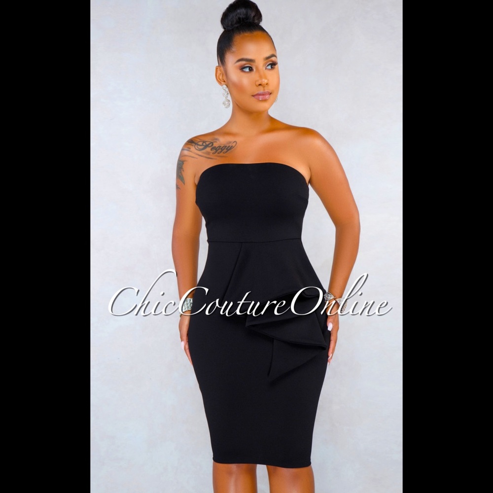 Black strapless dress